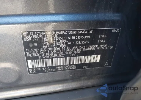 2021 Toyota Rav4 Xle Premium z USA, uszkodzony, nr VIN 2T3A1RFV5MC147507